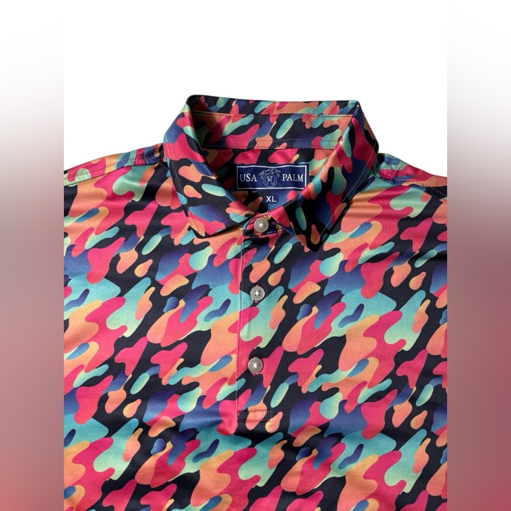 USA Palm Mulit color Golf Polo Shirt Men’s size XL Summer Performance